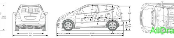 Mercedes-Benz A-Class W169 (2008) (Mercedes-Benz A-Class B169 (2008)) - drawings (figures) of the car